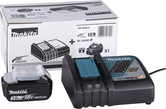 Makita Startset 18V LXT 3,0 Ah BL1830B/DC18RC verpakking