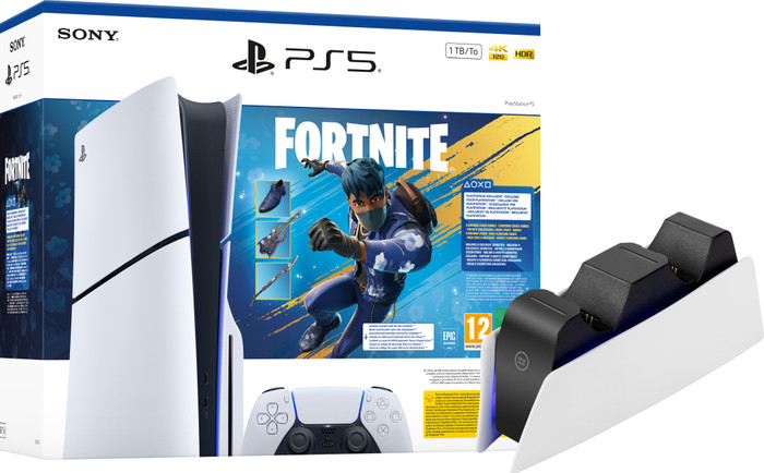 PlayStation 5 Slim Disc Edition Fortnite bundel + Oplaadstation Main Image