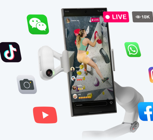 Insta360 Flow 2 Pro AI Tracker Bundle Stone Gray product in use