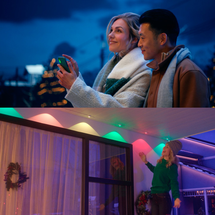 Philips Hue Ambiance Festavia Permanent Lichtslinger 18 meter product in gebruik