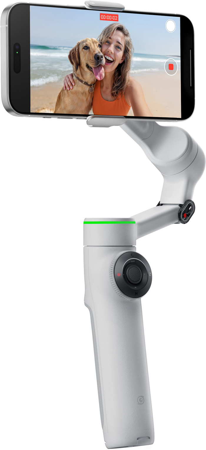 Insta360 Flow 2 Pro AI Tracker Bundle Stone Gray left side