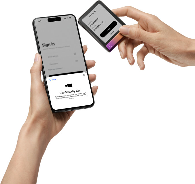 Ledger Flex incl. Recovery Key Ferro Fuchsia product in gebruik