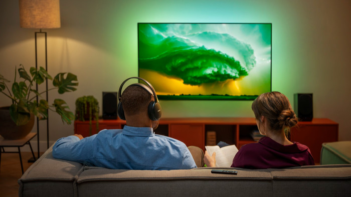 Philips Ambilight 77 inches OLED950 4K (2025) product in use