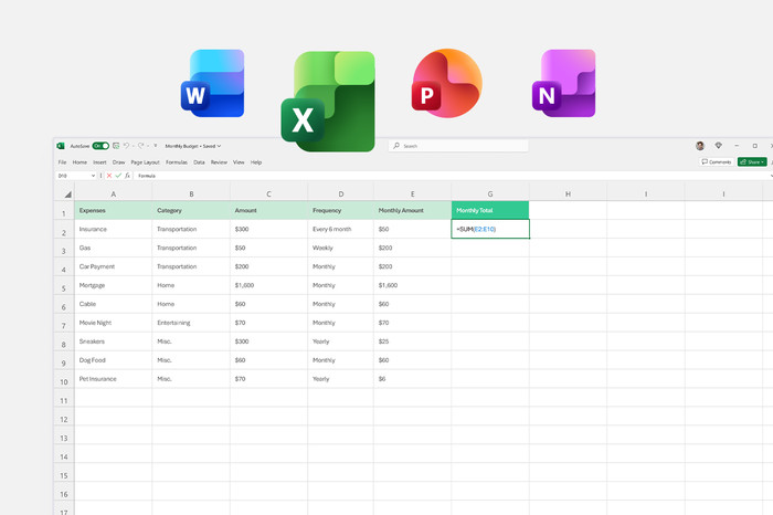 Microsoft Office Home 2024 EN product in use
