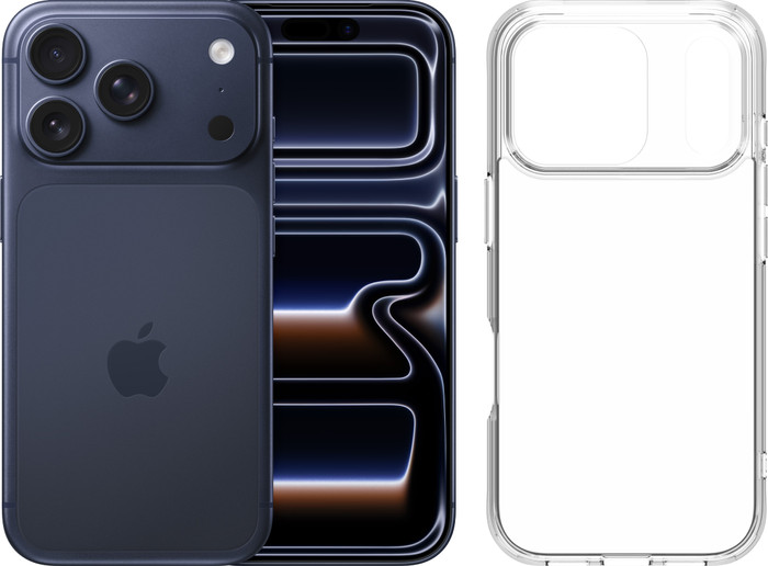 Apple iPhone 17 Pro 256 Go Bleu + BlueBuilt Protective Back Cover Transparent Main Image