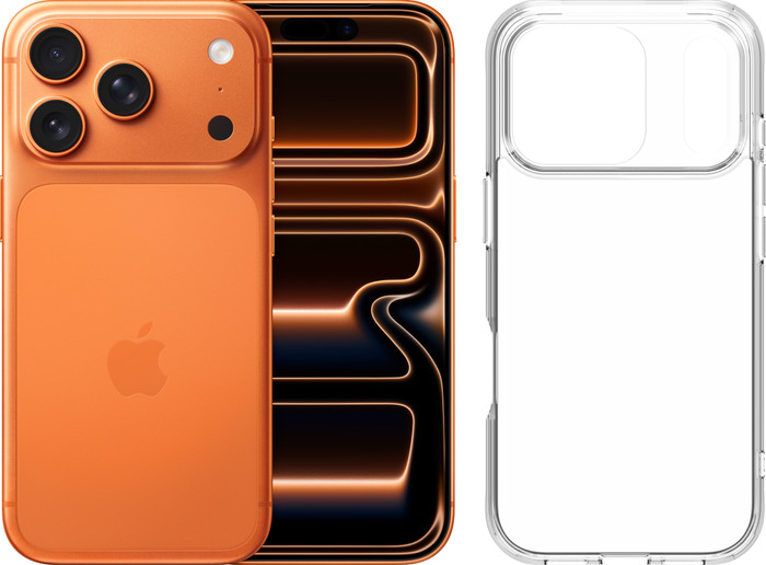 Apple iPhone 17 Pro 512 Go Orange + BlueBuilt Protective Back Cover Transparent Main Image