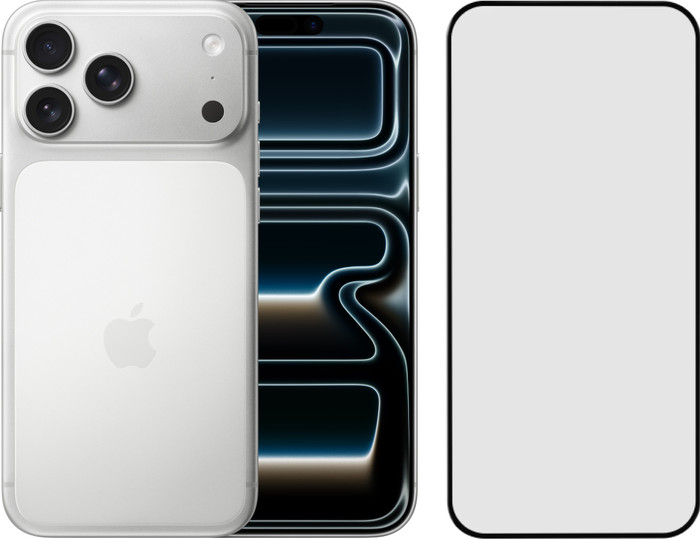 Apple iPhone 17 Pro Max 512 Go Argent + BlueBuilt Protège-écran Verre Main Image