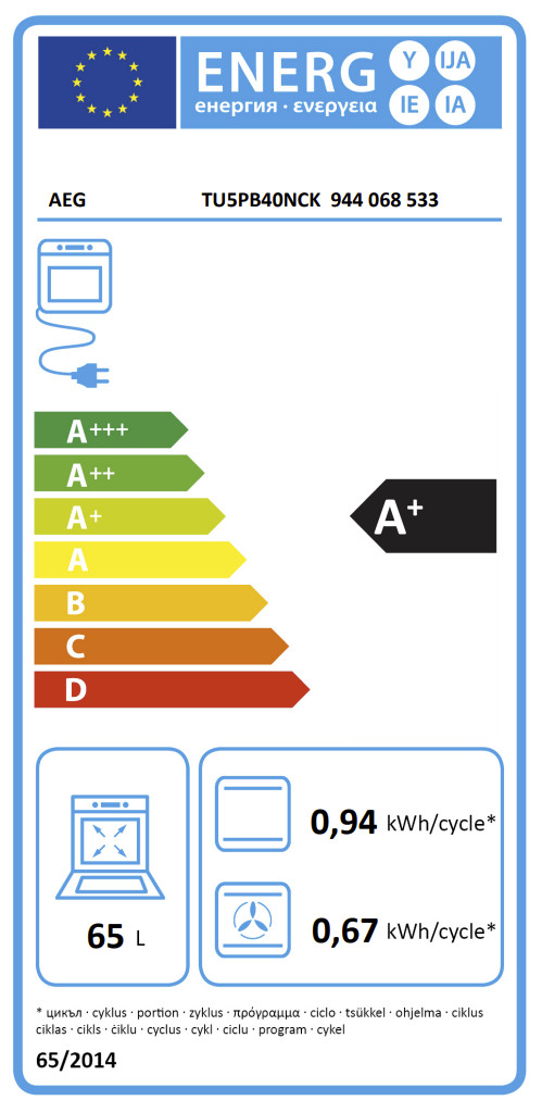 AEG TU5PB40NCK SurroundCook classe énergétique