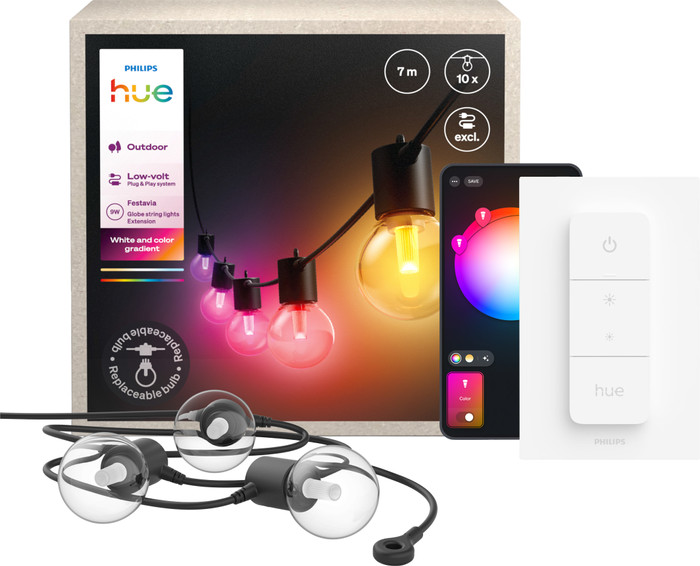 Philips Hue Festavia Globe Guirlande Lumineuse - 7 Mètres - Extension + Variateur Main Image