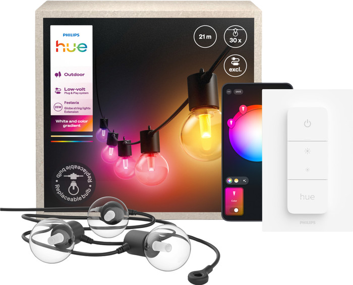 Philips Hue Festavia Outdoor Lichtslinger - 21 meter - Uitbreiding + Dimmer Main Image