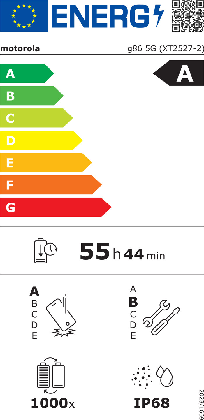 Motorola Moto G85 Grijs 5G energielabel