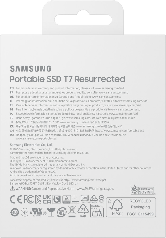 Samsung T7 Resurrected Portable SSD 4TB verpakking