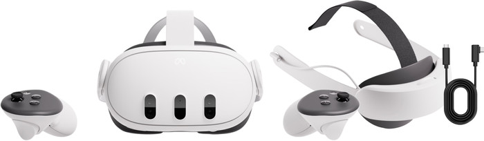 Meta Quest 3 512 Go Reconditionné + BlueBuilt PC Câble Link + Sangle Élite avec Batterie Main Image