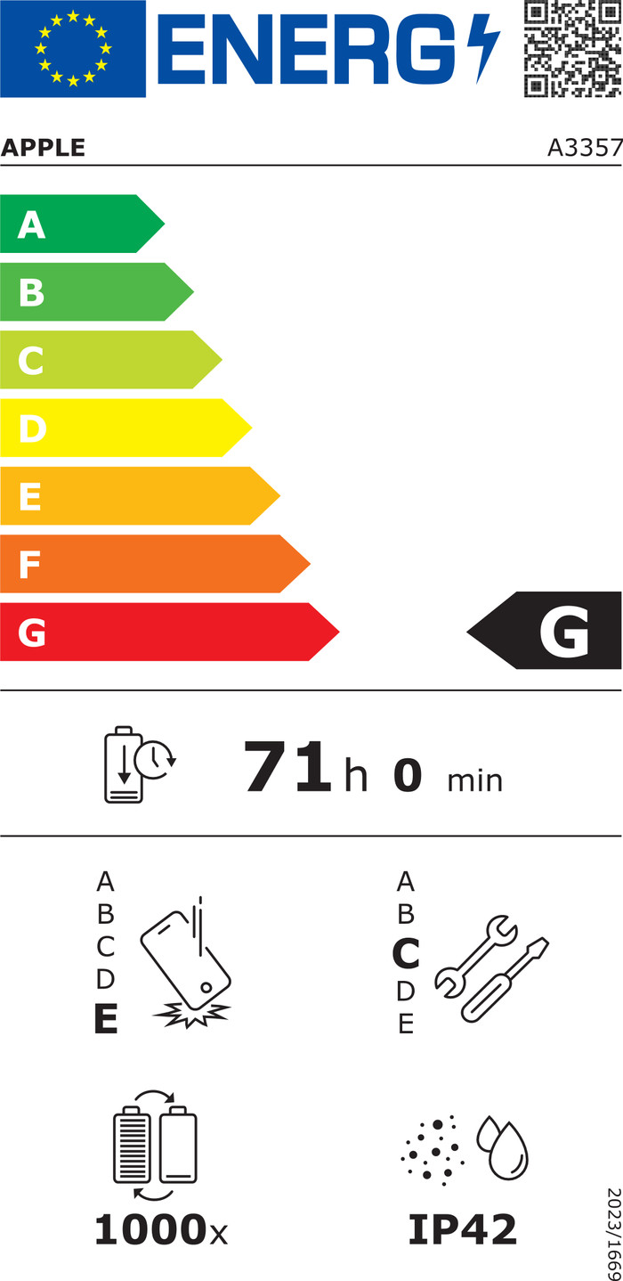 Apple iPad Pro (2024) 11 pouces 1 To Wifi Argent classe énergétique