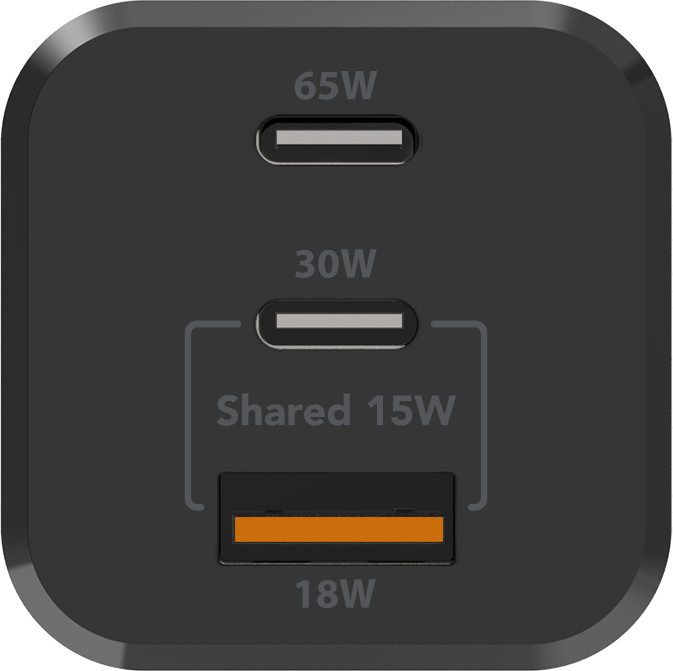 BlueBuilt Chargeur Power Delivery + Quick Charge avec 3 Ports USB 65 W Noir dessus