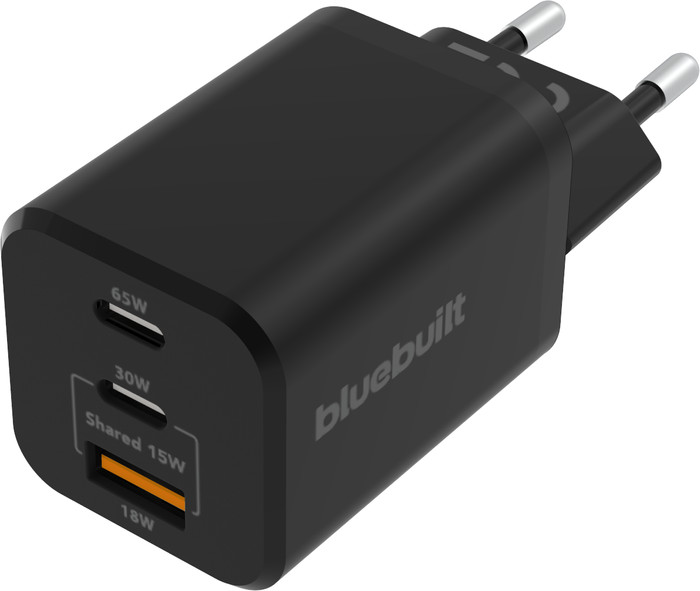 BlueBuilt Chargeur Power Delivery + Quick Charge avec 3 Ports USB 65 W Noir Main Image