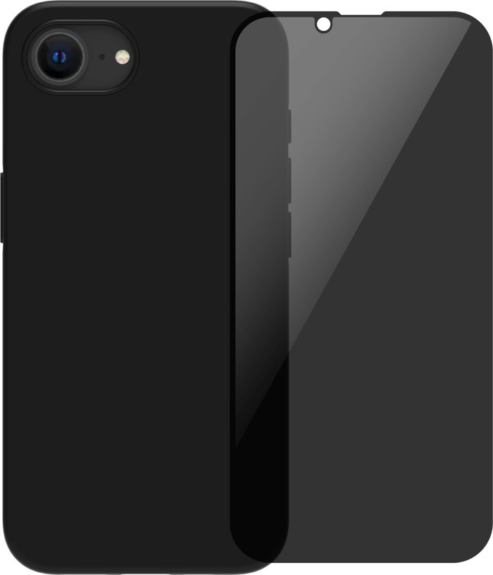 BlueBuilt Back Cover iPhone 16e Zwart + Privacy Filter Screenprotector Glas Main Image