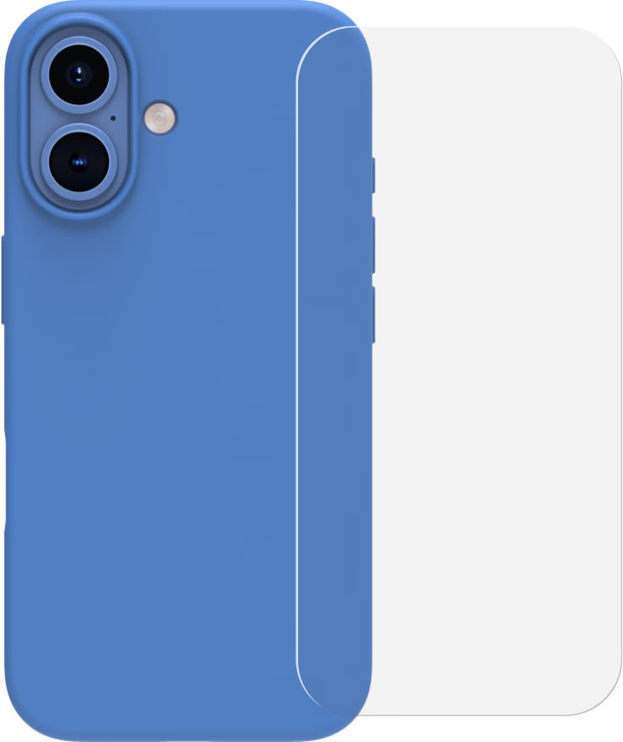 BlueBuilt Back Cover iPhone 16 Blauw + Screenprotector Glas Main Image