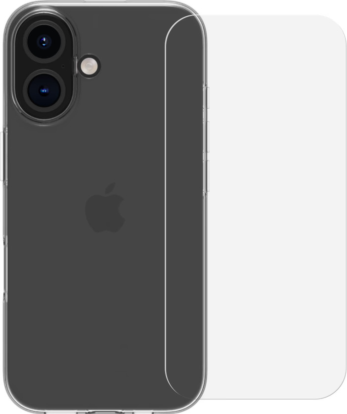 BlueBuilt Back Cover iPhone 16 Transparant + Screenprotector Glas Main Image