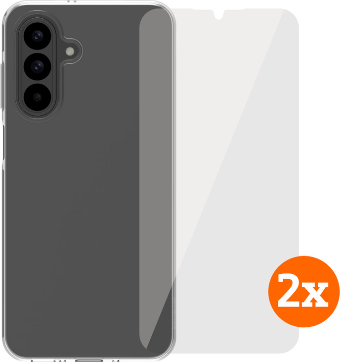 BlueBuilt Samsung Galaxy A26 Back Cover Transparant + Screenprotector Glas Duo Pack Main Image
