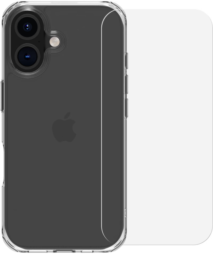 BlueBuilt Protective Back Cover iPhone 16 Transparant + Screenprotector Glas Main Image