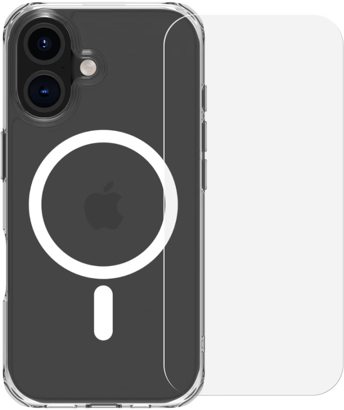 BlueBuilt Protective Back Cover met MagSafe iPhone 16 Transparant + Screenprotector Glas Main Image