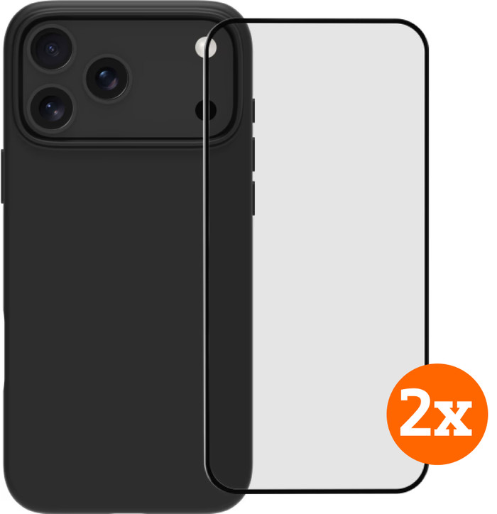 BlueBuilt Back Cover iPhone 17 Pro Max Zwart + Screenprotector Duo Pack Main Image