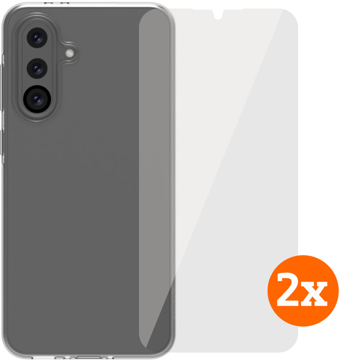 BlueBuilt Samsung Galaxy A36 Back Cover Transparant + Screenprotector Glas Duo Pack Main Image