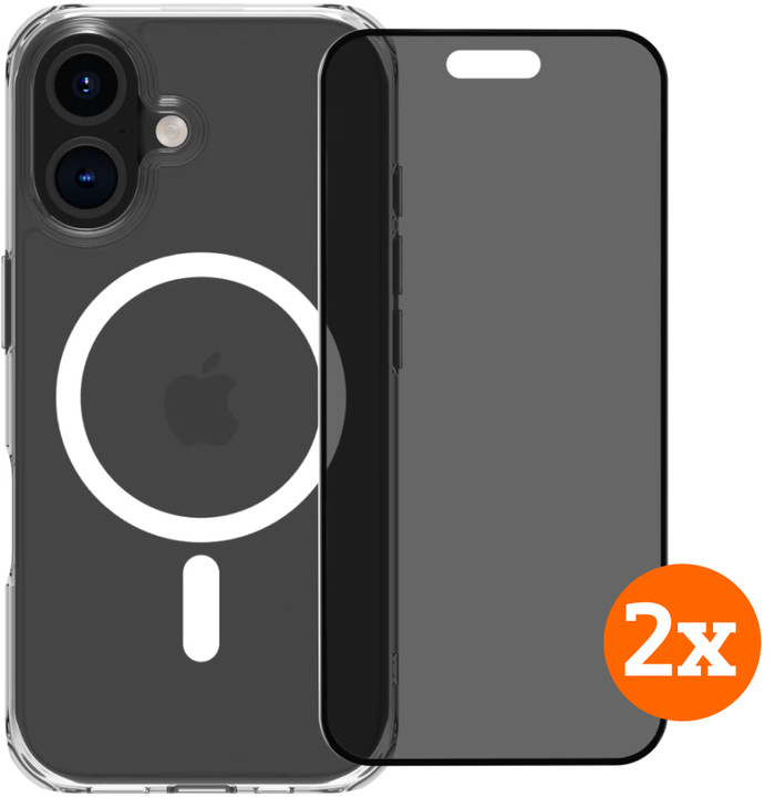 BlueBuilt Protective Cover met MagSafe iPhone 16 + Privacy Screenprotector Duo Pack Main Image