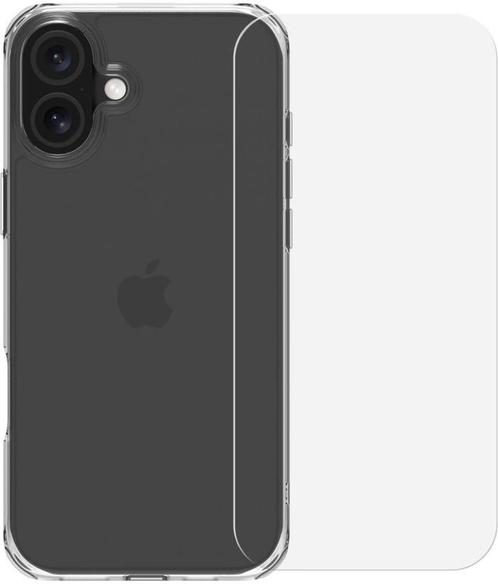 BlueBuilt Protective Back Cover iPhone 16 Plus Transparant + Screenprotector Glas Main Image