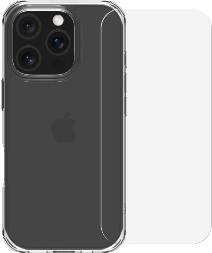 BlueBuilt Protective Back Cover iPhone 16 Pro Transparant + Screenprotector Glas Main Image
