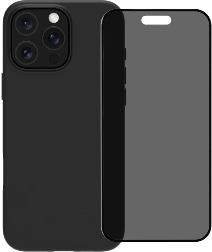 BlueBuilt Back Cover iPhone 16 Pro Max Zwart + Privacy Filter Screenprotector Glas Main Image