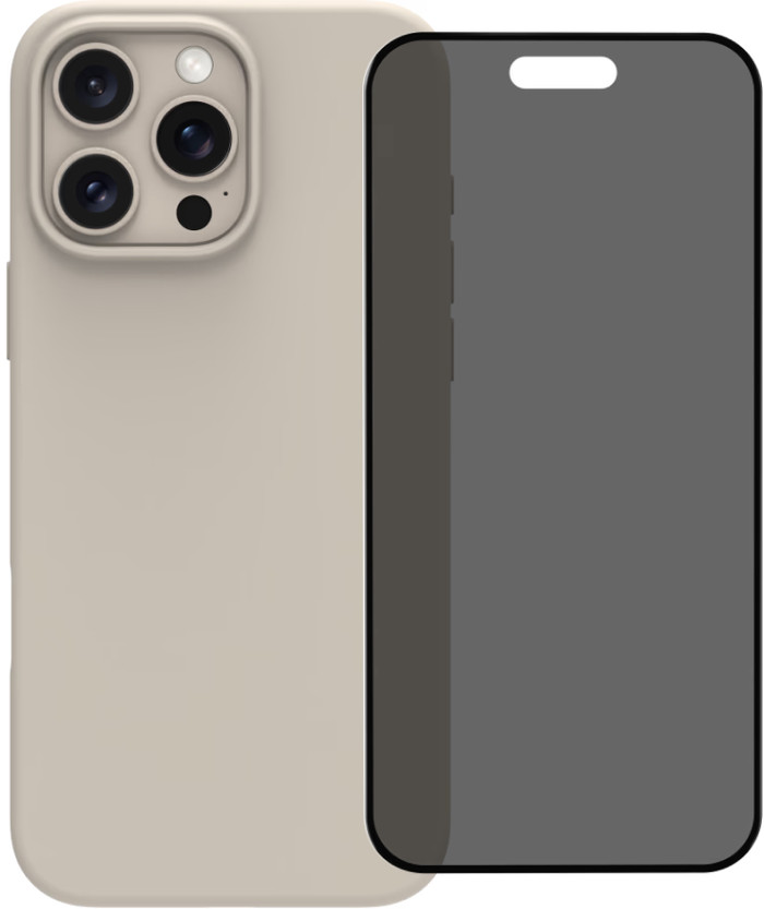BlueBuilt Back Cover iPhone 16 Pro Max Beige + Privacy Filter Screenprotector Glas Main Image