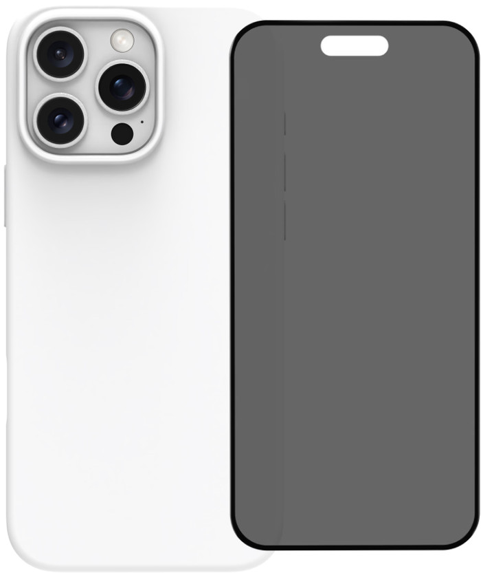 BlueBuilt Back Cover iPhone 16 Pro Max Wit + Privacy Filter Screenprotector Glas Main Image