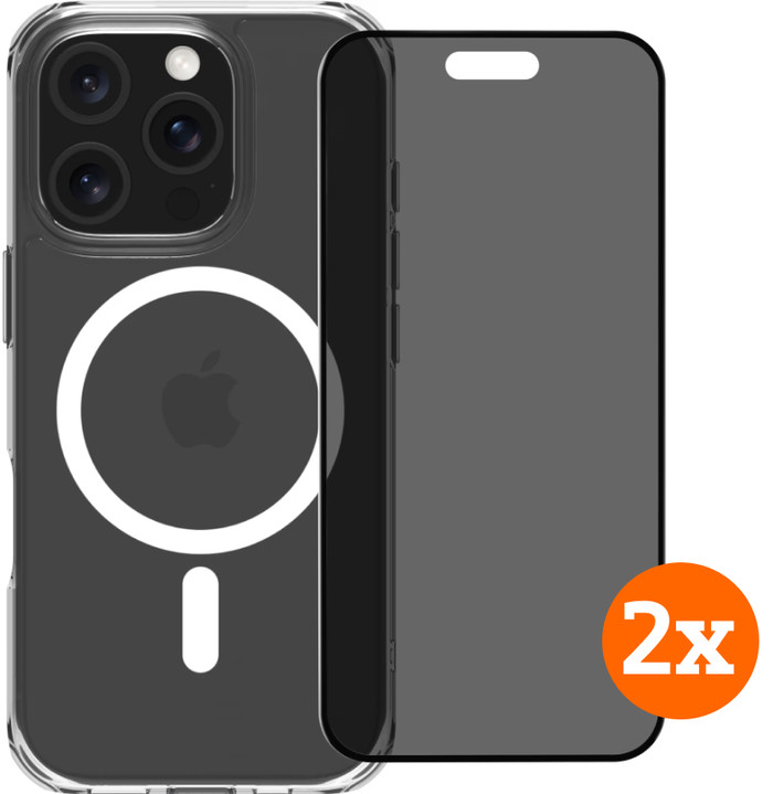 BlueBuilt Protective Cover met MagSafe iPhone 16 Pro + Privacy Screenprotector Duo Pack Main Image