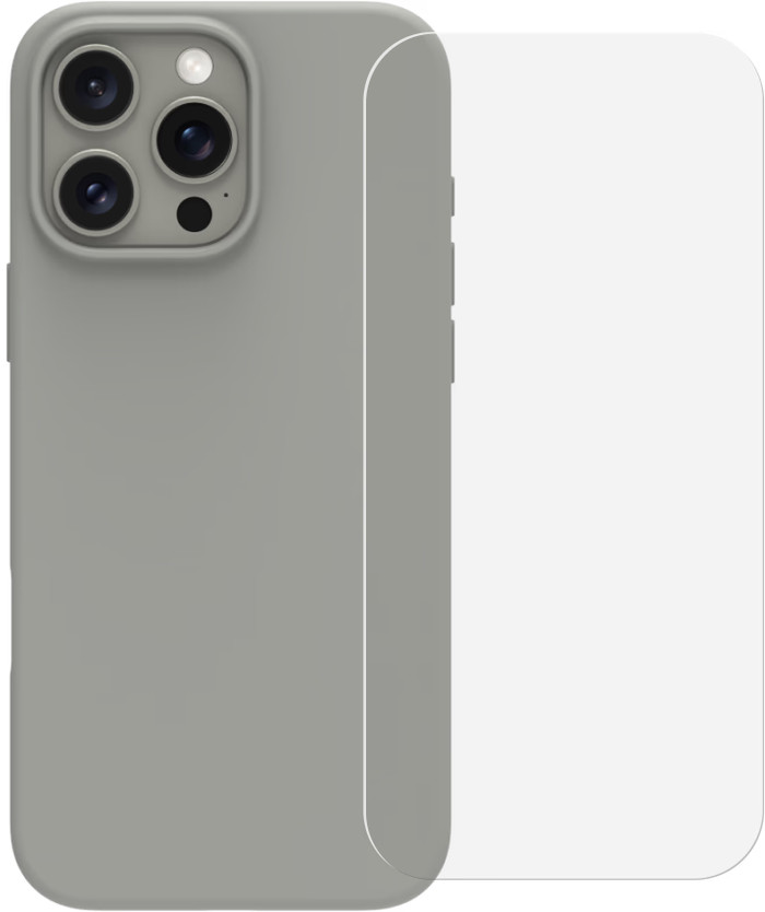 BlueBuilt Back Cover iPhone 16 Pro Max Grijs + Screenprotector Glas Main Image