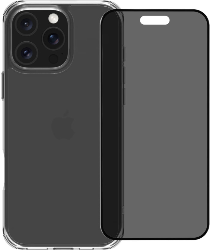 BlueBuilt Protective Back Cover iPhone 16 Pro Max Transparent + Protège-écran de Confidentialité Main Image