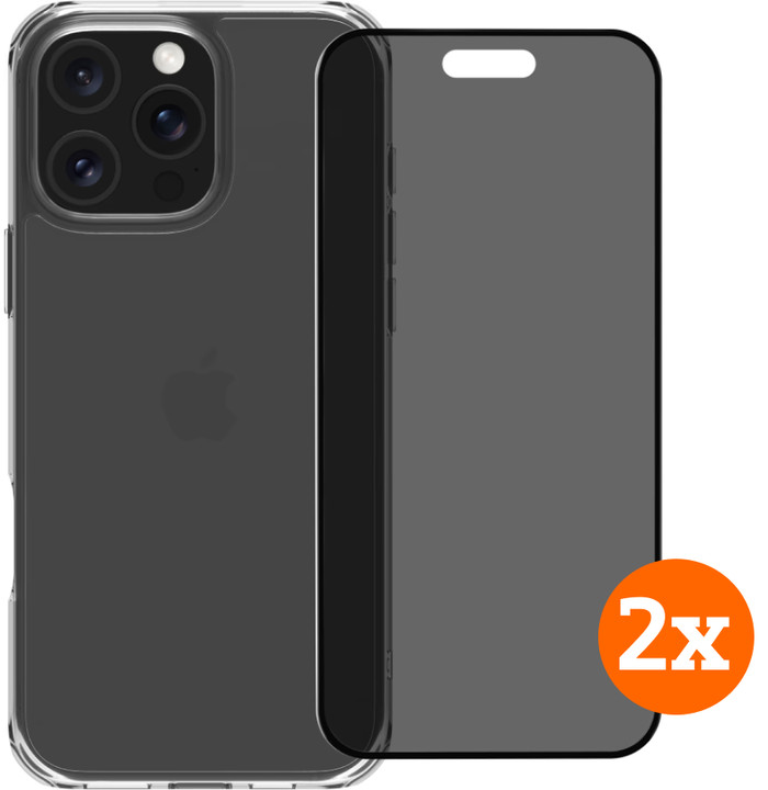 BlueBuilt Protective Back Cover iPhone 16 Pro Max + Privacy Screenprotector Duo Pack Main Image