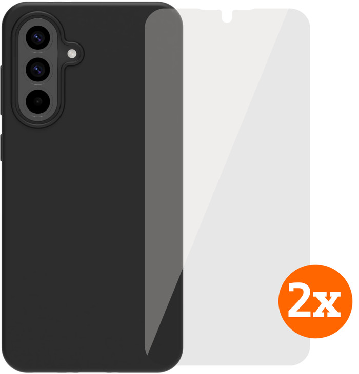 BlueBuilt Samsung Galaxy A56 Back Cover Zwart + Screenprotector Glas Duo Pack Main Image