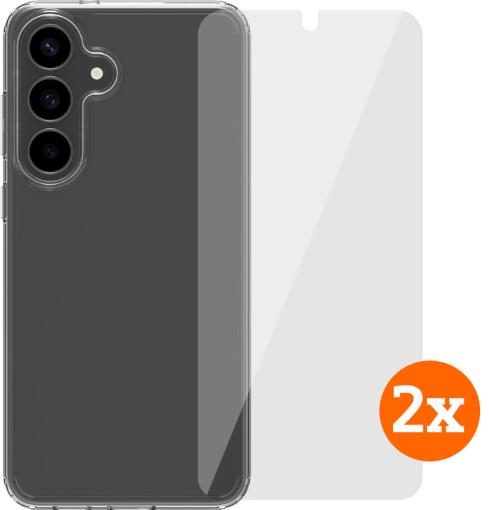 BlueBuilt Protective Cover Samsung Galaxy S25 FE Transparant + Screenprotector Duo Pack Main Image