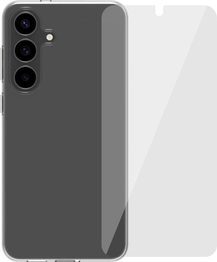 BlueBuilt Samsung Galaxy S25 FE Back Cover Transparant + Screenprotector Glas Main Image