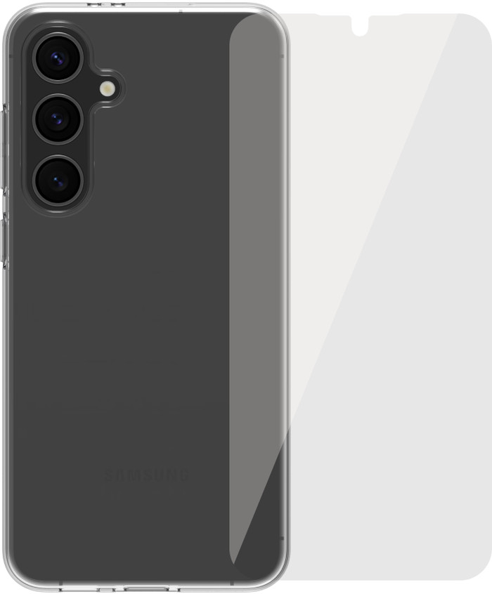 BlueBuilt Samsung Galaxy S24 FE Back Cover Transparent + Protège-écran Verre Main Image