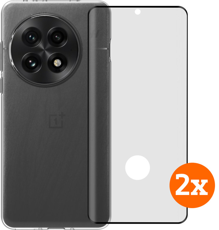 BlueBuilt Back Cover OnePlus 13 Transparent + Protège-écran Verre Lot de 2 Main Image