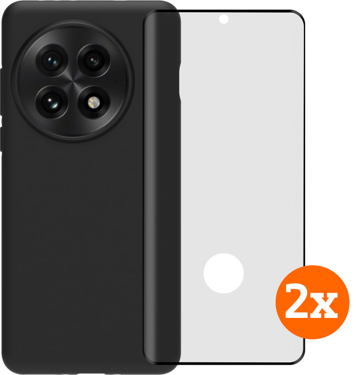 BlueBuilt Back Cover OnePlus 13 Zwart + Screenprotector Glas Duo Pack Main Image