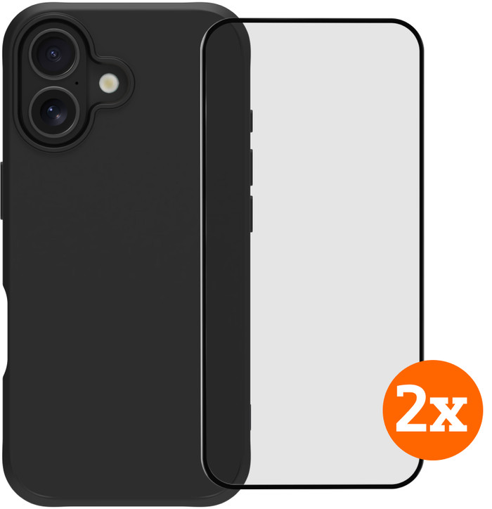 BlueBuilt Protective Back Cover iPhone 17 Zwart + Screenprotector Glas Duo Pack Main Image