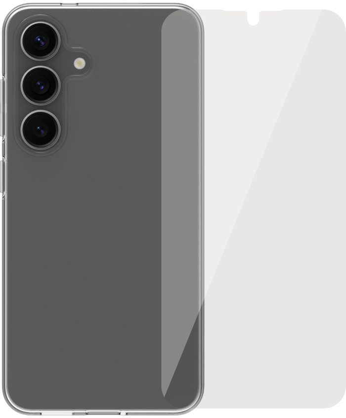 BlueBuilt Samsung Galaxy S25 Back Cover Transparent + Screen Protector Glass Main Image