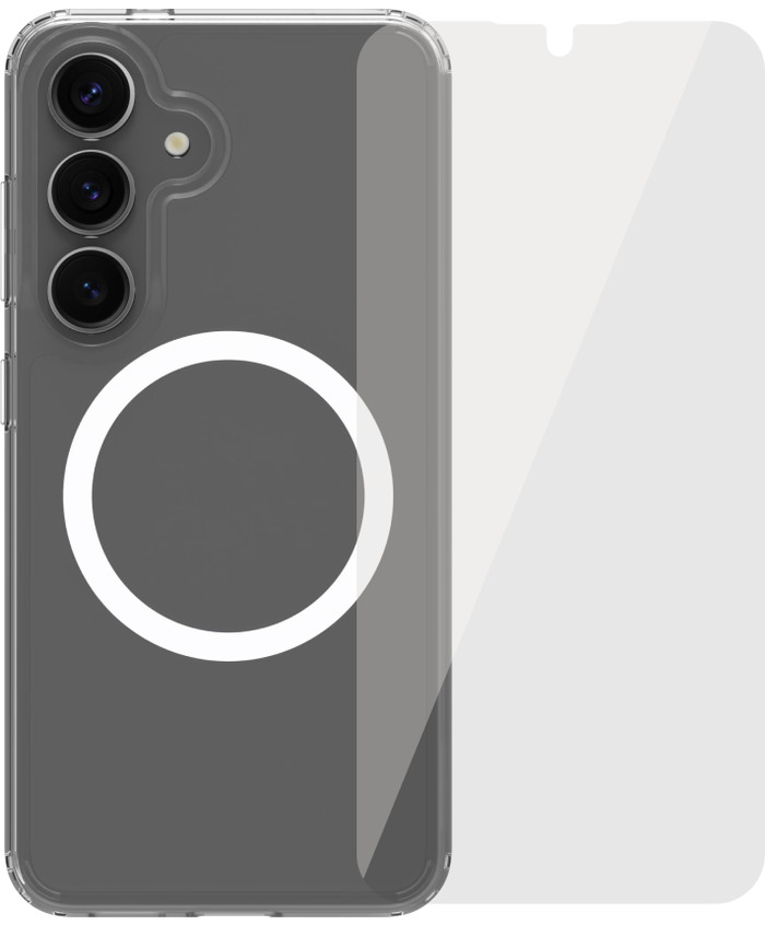 BlueBuilt Protective Back Cover Samsung Galaxy S25 Transparent + Screen Protector Glass Main Image