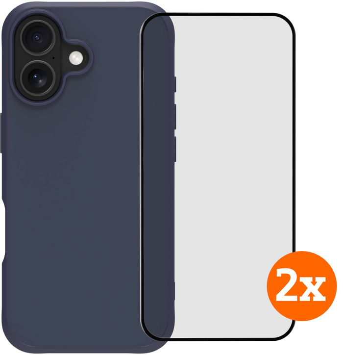 BlueBuilt Protective Back Cover iPhone 17 Bleu + Protège-écran Verre Lot de 2 Main Image