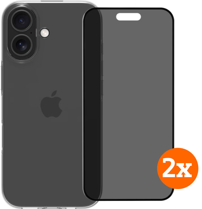 BlueBuilt Back Cover iPhone 17 Transparant + Privacy Filter Screenprotector Duo Pack Main Image