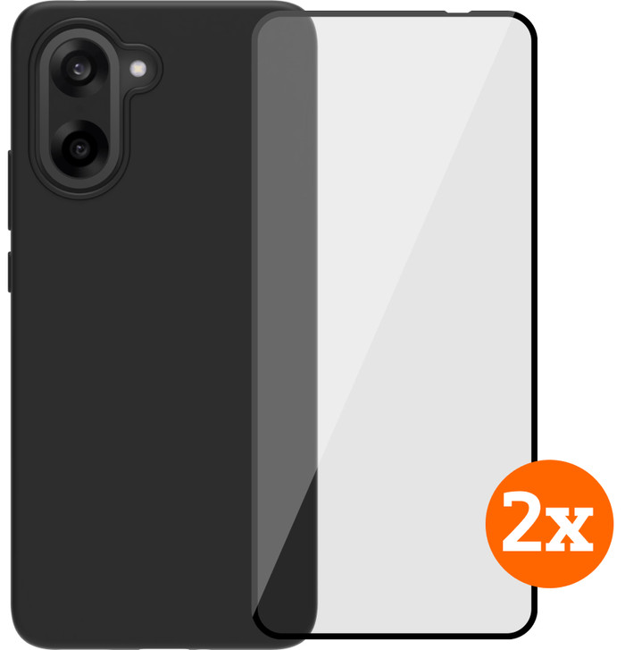 BlueBuilt Oneplus Nord CE 5 Back Cover Zwart + Screenprotector Glas Duo Pack Main Image